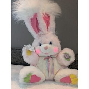 Vintage DanDee Tickle Wiggle Plush Easter Hoppy Bunny Lights That Tickles Pastel